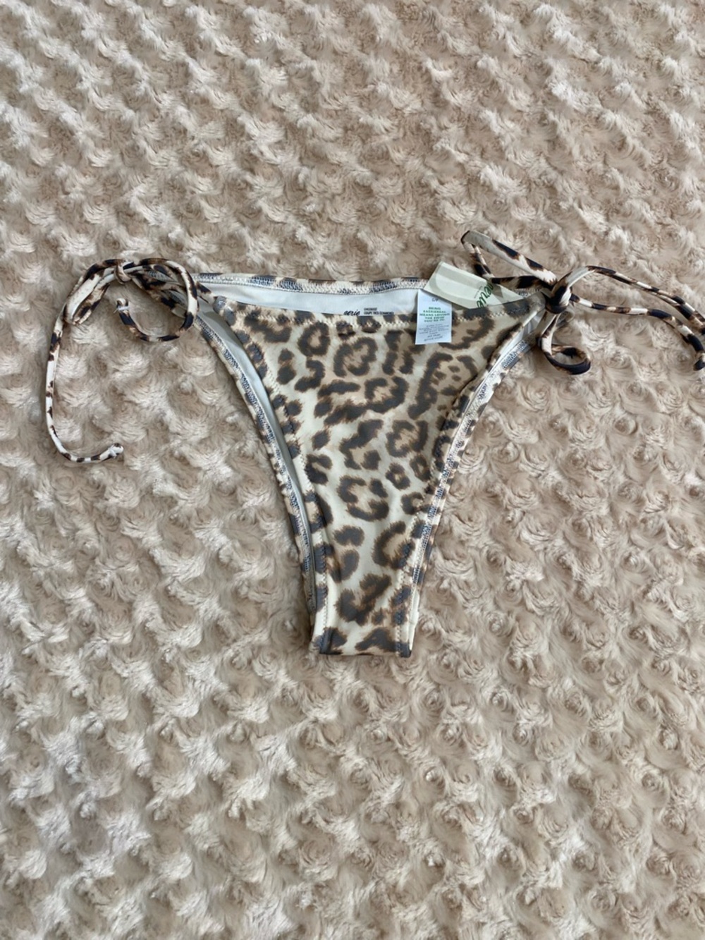 New Aerie Small Mesh Cheekiest Side Tie Bikini Bottom featuring all-over leopard